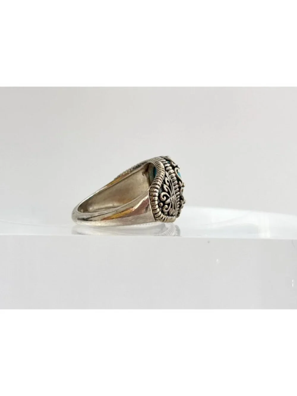 Sleeping Beauty Turquoise Butterfly Sterling Silver 925 Vintage Ring - sz 9